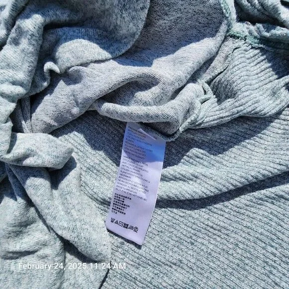 Anthropologie Saturday Sunday Women Small Sweater Green Marled Cinch Tie Sleeves - Picture 5 of 11